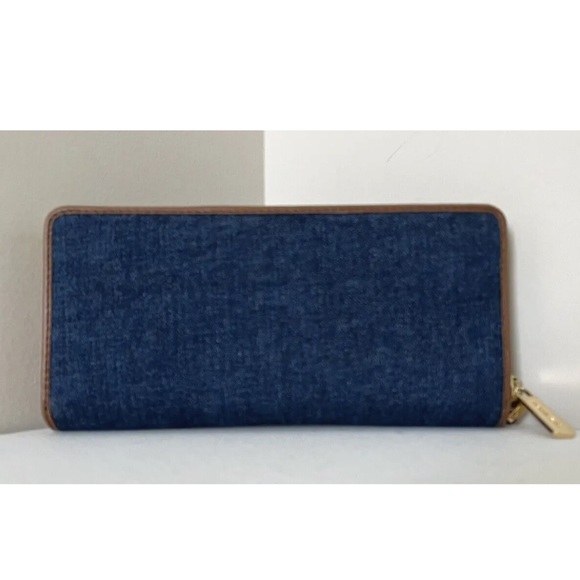 New Michael Kors Jet Set Large Travel Continental Wallet Denim Indigo - Picture 2 of 5